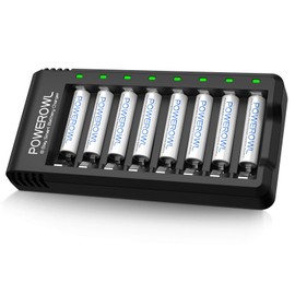 Rechargeable AAA Batteries with Charger, Advanced Individual Cell Battery Charger, High Capacity Low Self Discharge Ni-MH Triple A Batteries -Qty8
