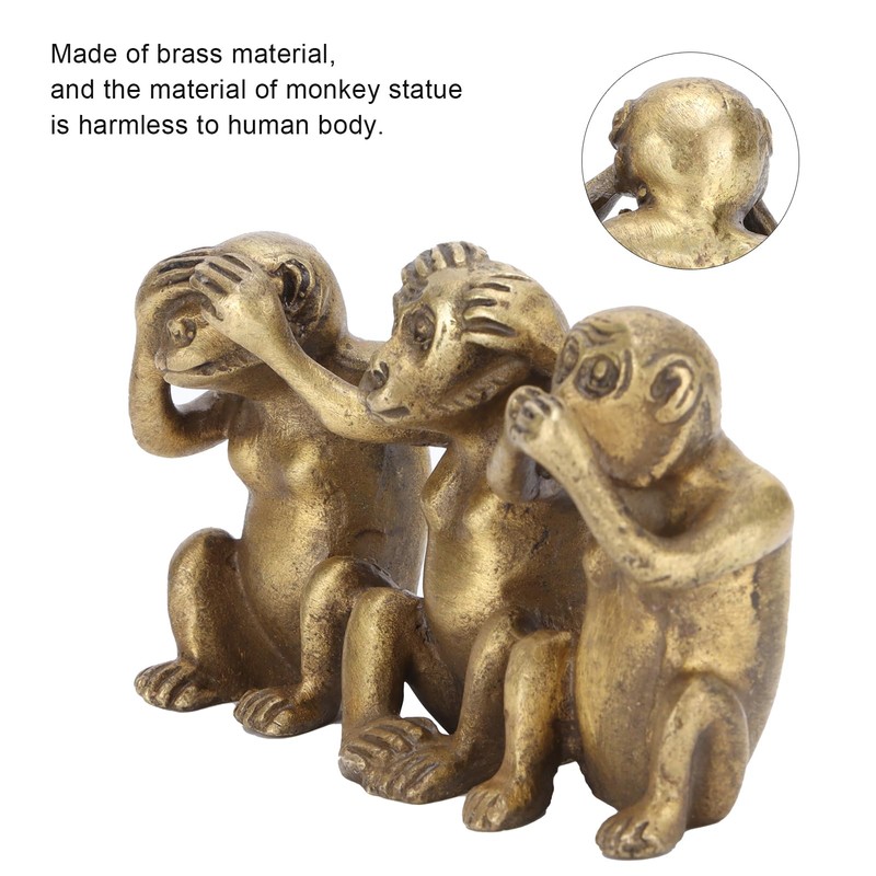 3 Wise Monkey Statues, Speaking, Hearing, Seeing, Nothing, Evil, Three
