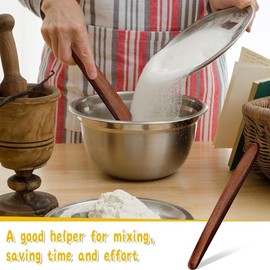 Comphic 11 Inch Wooden Sourdough Bread Mixing Stir Stick Spurtle Wooden Sourdough Bread Making Tools Paddle Stirring Stick