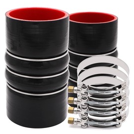 2PCS High Temperature 4-ply Reinforced silicone Charge Air Cooler CAC Hump Hose Boot Set ID 3 inch length 6 inch with stainless steel T Bolt Clamp