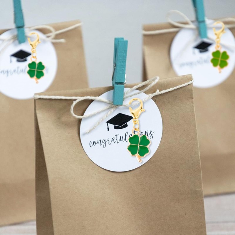 BOFUNX Pack of 30 Lucky Charm Pendants Mini Clover Leaf