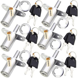 Lsgoodcare 6Pack Drawer Locks with 12 Key 32MM,Silver Cabinets Push Plunger Lock Zinc Alloy Cupboard Door Lock for Filing Wardrobe Display Cabinet Furniture