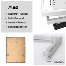 nielsen Atlanta Photo Frame 13 x 18 cm Aluminium Matt Silver Photo Frame for Portrait & Landscape Format Shatterproof Artificial Glass