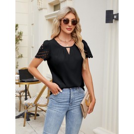 Blooming Jelly Womens Business Casual Tops Dressy Casual Work Short Sleeve Shirts Cute Summer Trendy Tops 2025 (M, Black)