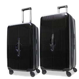 World Traveler Dejuno Colossus Polycarbonate Hardside Expandable Spinner Luggage with TSA Lock and Front Handle, Black, 2-Piece Set(26in,30in)