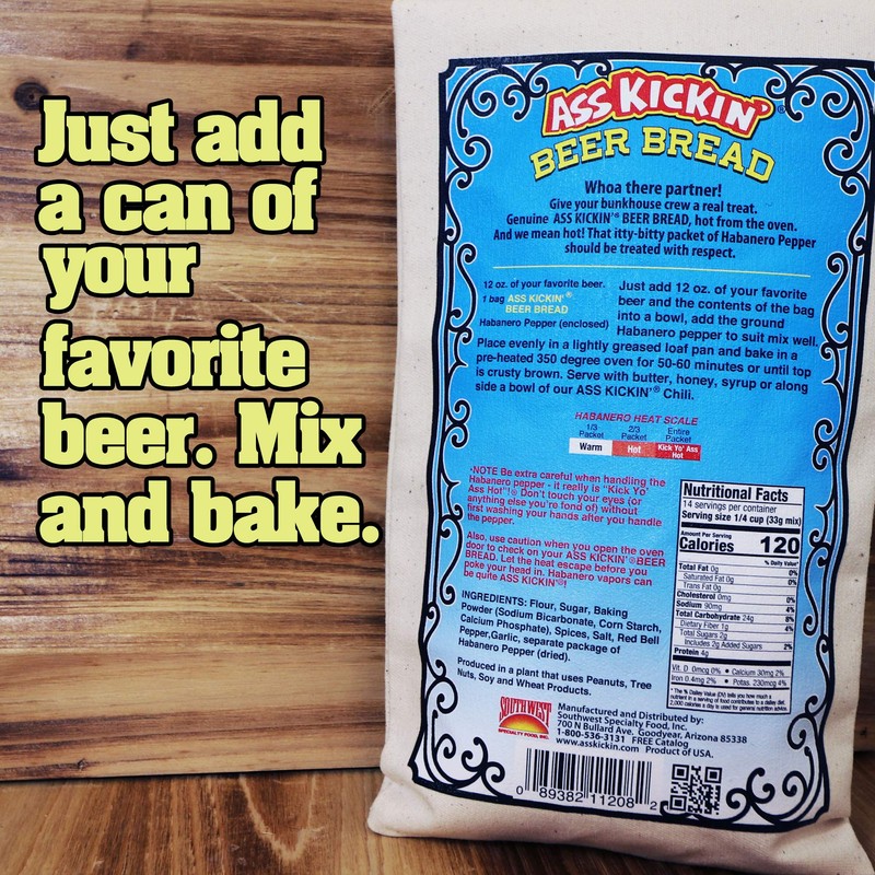 ASS KICKIN’ Beer Bread Mix -Premium Gourmet Gift-16 Ounces (Pack