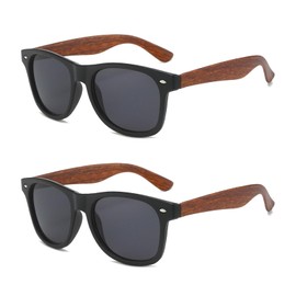 SAIIURV Wooden Pattern Polarized Retro Sunglasses Vintage Sunglasses for Men Women 80s Retro Driving Glasses Fishing Golf Pack of 2, 2pcs