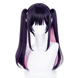 FIOCO Cosplay Wig, Noi Komazawa, Twin Tails, Semi-Long Hair, Blue, Pink, Mix, Full Wig, Heat Resistant, For Disguising, Parties, Costume, Theatre, Everyday Wig, Halloween, Christmas, School Festival