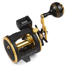 Fishing Reel Line Counter Reel 6+1 Ball Bearings Left/Right Ice Fishing Reel Gear Radio 4.1:1 with Digital Display