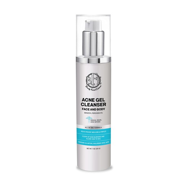 Benzoyl Peroxide 5% Acne Cleanser- Clinically Proven Wash to Fight Acne on Contact. Eliminates Cystic Breakouts, Oily Skin, Clogged Pores, Blackhead & Whitehead Pimples for Face & Body.