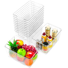 12 Pack Kitchen Organizers and Storage, Pantry Organization and Storage Bins, Kitchen Cabinet Organizer, Clear Plastic Storage Containers with Handle，Acrylic Storage Bins for Kitchen, Cabinet, Fridge