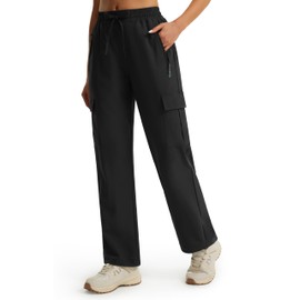 Libin Women's Hiking Cargo Pants 29" Lightweight Quick Dry Casual Work Tactical Safari Pants Water Resistant Outdoor Travel Camping Climbing Hunting Trendy Clothes, Black XL