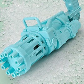 Bubbles Automatic Bubble Gun, Electric, 10 Hole Large Capacity Foam Spear Upgrades, Bubble Bubbles, Outdoor Play, Children's Gift, Water Play Toy, Bath Toy (Blue)