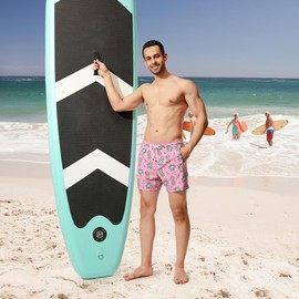 NIMENJOJA Mens 5" Swim Trunks with Compression Liner Stretch Board Shorts Quick Dry Zipper Pockets Beach Shorts