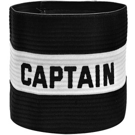 LICQIC Captains Armband, Elastic Sports Arm Band, Adjustable Captain Armbands, for football, hockey, rugby and many other sports (Design A, Black)