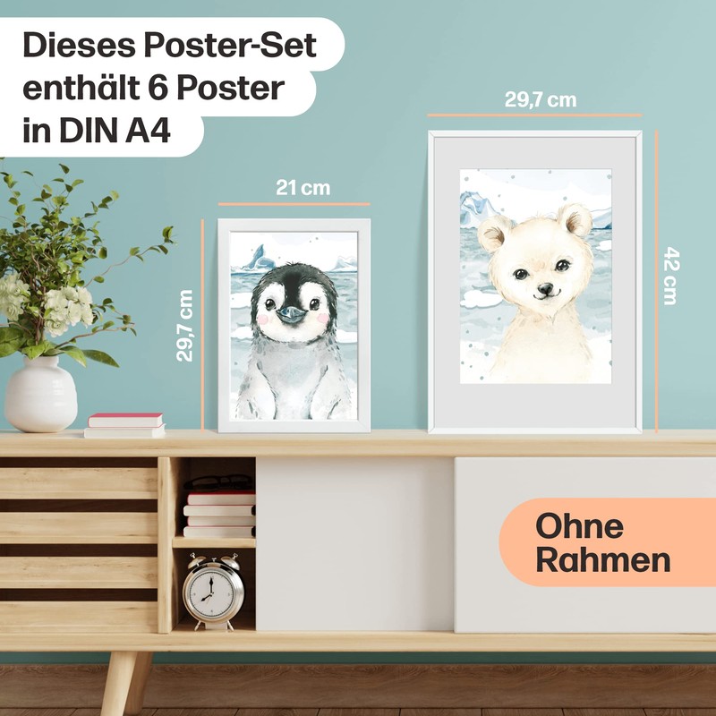 CreativeRobin Arctic Animal Poster Set as Cute Nursery Decoration