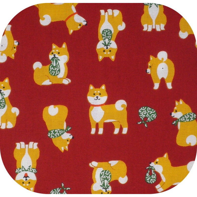 Drawstring Bag, Lined, Japanese Pattern, Shiba Inu Pattern x Arabesque,