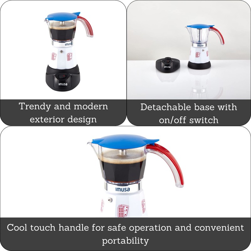 Imusa Special Edition Electric Cuba/Domino themed Espresso Maker, 3 or