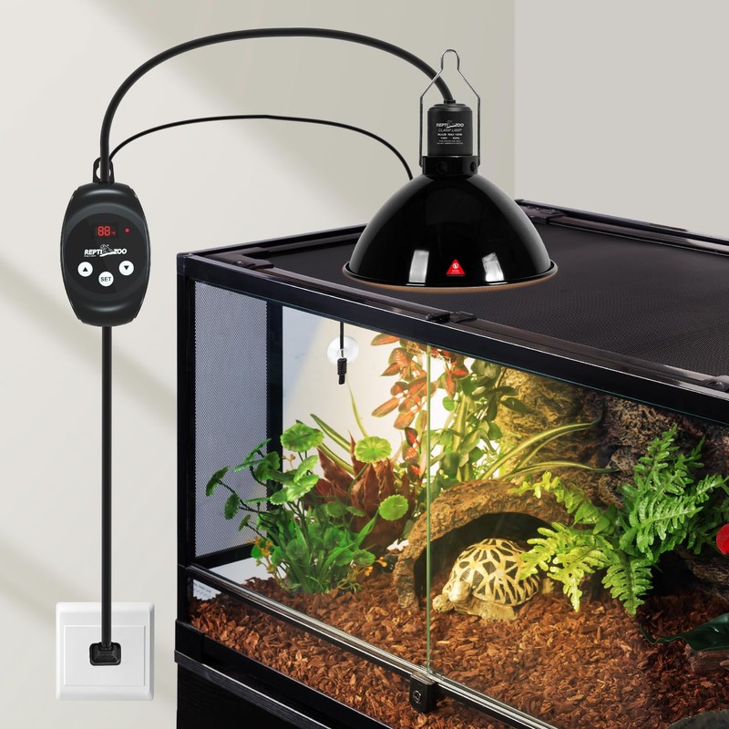REPTI ZOO Reptile Light Fixture with Dimming Thermostat, 8.5 Inch