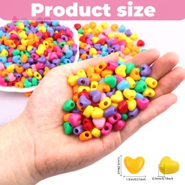 GMMA 1000Pcs Heart Pony Beads, Heart Shape Spacer Beads, Rainbow Beads Bulk, Large Hole for Party Decorate, Jewelry Making, Necklace, Friendship Bracelets, Hair Beads for Valentine's Party