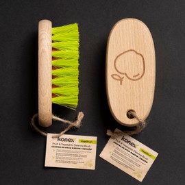 Konex Veggie Brush - Fruit and Vegetable Produce Brush and Potato Scrubber. Vegetable Scrubber Brush for Food with Beechwood Handle. Mushroom, Potato Scrubber Brush, Carrot or Corn Cleaner. (2)