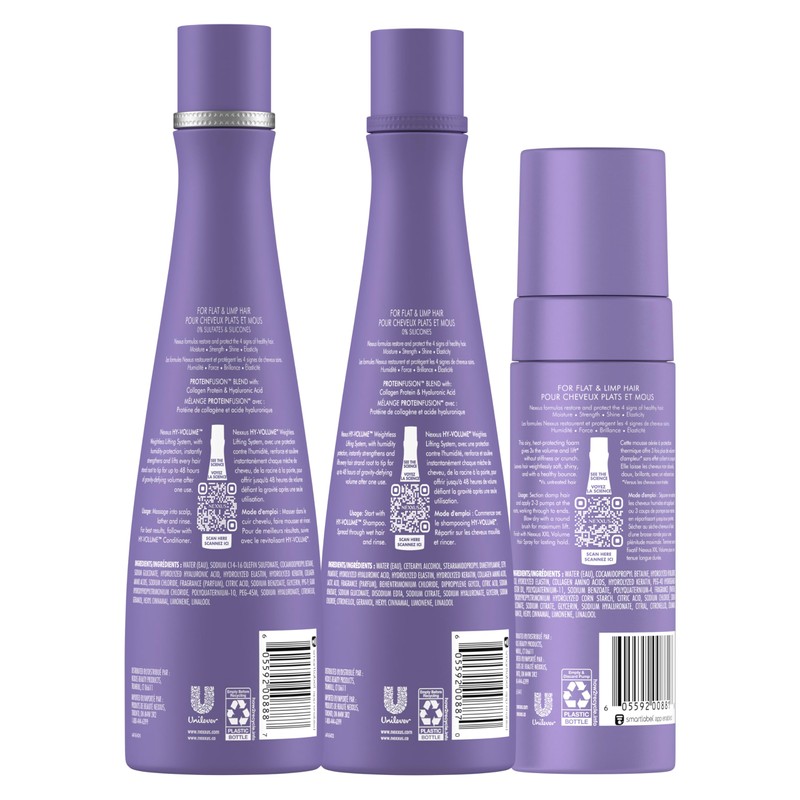 Nexxus HY-VOLUME Weightless Lift Shampoo, Conditioner & Foam 3 Pack