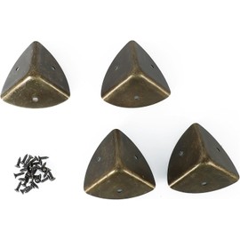 Juego de 4 protectores de esquina de metal de bronce de 40 mm para baúles de madera, maletines de herramientas decorativos con tornillos