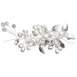 Bridal Crystal Headband, Flower Leaf Headpiece, Wedding Hair Accessories for Bride, Hair Accessories for Women and Girls (Silver)