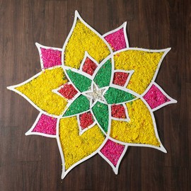 Desi Favors Multicolor Floor Rangoli - Diy Rangoli Kit/Rangoli for Diwali/Easy Diy Rangoli Cutouts/Rangoli Mats for Pooja/Rangoli Decorations/Rangoli Stencil - 24x24 Inch (Pack of 1)