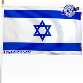 Israel Israeli Flag 3x5 ft Outdoor, Double Sided 3 Ply Heavy Duty National Flag for IL, 100% Quality Polyester Israeli Banner with Brass Grommets 4 Rows Stitches