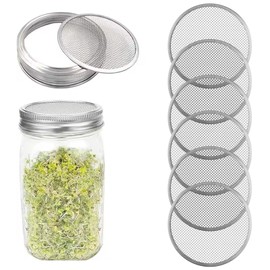 6PCS Mason-Jar Sprouting Lids with 82mm Sprouting Screens for Sprouting - 304 Stainless Steel Mesh Lid for Mason-Jar for Alfalfa, Broccoli, Lentils (Mason-Jar Mesh Lid Screens Only)