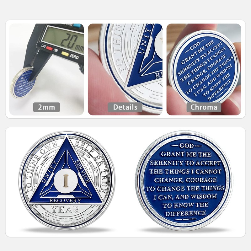 1 Year Original Triangle Sobriety Coin Set | Silver Roman