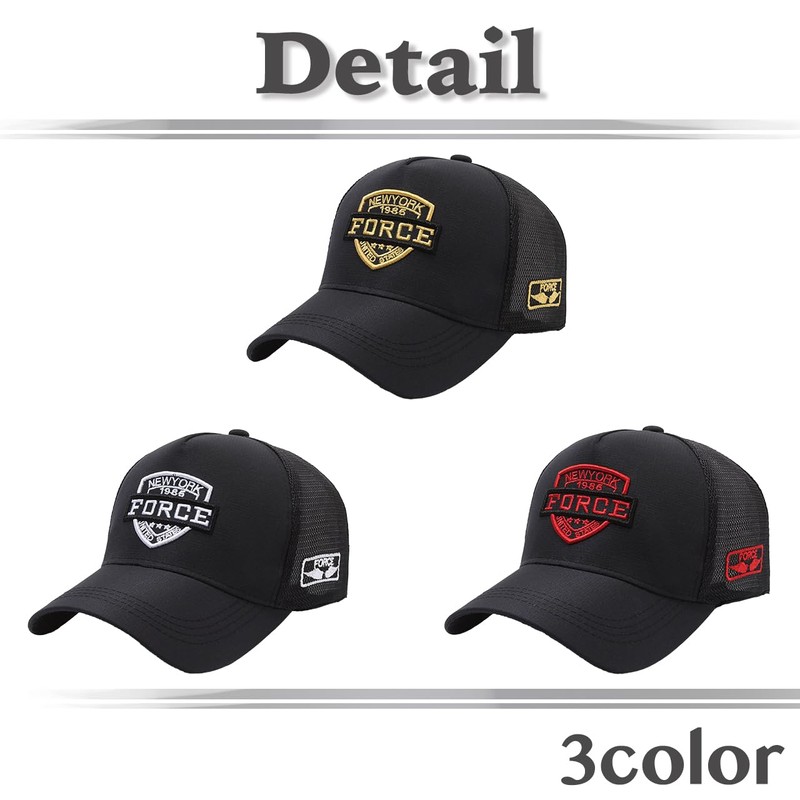 White Fang CZA027 Embroidered Mesh Cap, Casual Design, Stylish, Men's,