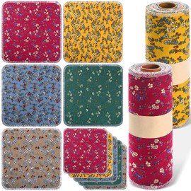 Redbaker 50 Pcs Reusable Paper Towels Paperless Reusable Cotton Cloths Toilet Absorbent Washable Paper Towels with Roll Kitchen Dishcloth for Kitchen Paperless Dishcloths(Daisy)