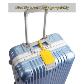 Teskyer Luggage Tags, 3 Pack Premium PU Leather Luggage Tags for Suitcases, Privacy Protection Travel Bag Tags, Yellow