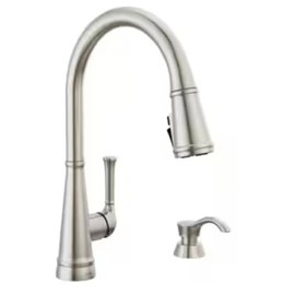 Delta Alpen SpotShield Stainless Single Handle Pull-Down Kitchen Faucet with Sprayer (Deck Plate Included)