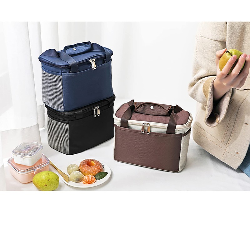 Yansanido 6L Thickened Black Reusable Insulated Lunch Bag for Women