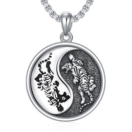 ROMANTIC WORK Amulet Chain 925 Sterling Silver Protection Pendant Necklace Religious Jewellery Gifts for Men, Sterling Silver