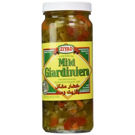 Ziyad Giardiniera Mild Mix - 16oz Jar - Chicago-Style Pickled Vegetables & Peppers- Bold Spicy Kick & Crunch - Plant-Based, All-Natural, Versatile Pantry Staple for Sandwiches, Salads, Dips