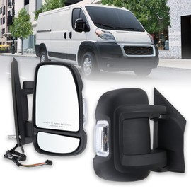 Lqito Right Passenger Side Mirror Compatible with 2014-2024 Ram Promaster 1500/2500/3500 with Power Glass Heated turn signal light manual folding Replace#CH1321376 5VE98JXWAD(8Pins)