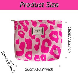 lurora2021 Cosmetic Bag with Pink Leopard Print Canvas Makeup Bags Large Travel Toiletry Bag Made of Canvas for Women and Girls, Handbags, Purses, Travel, Toiletry Bag, Accessories, Organiser, pink,