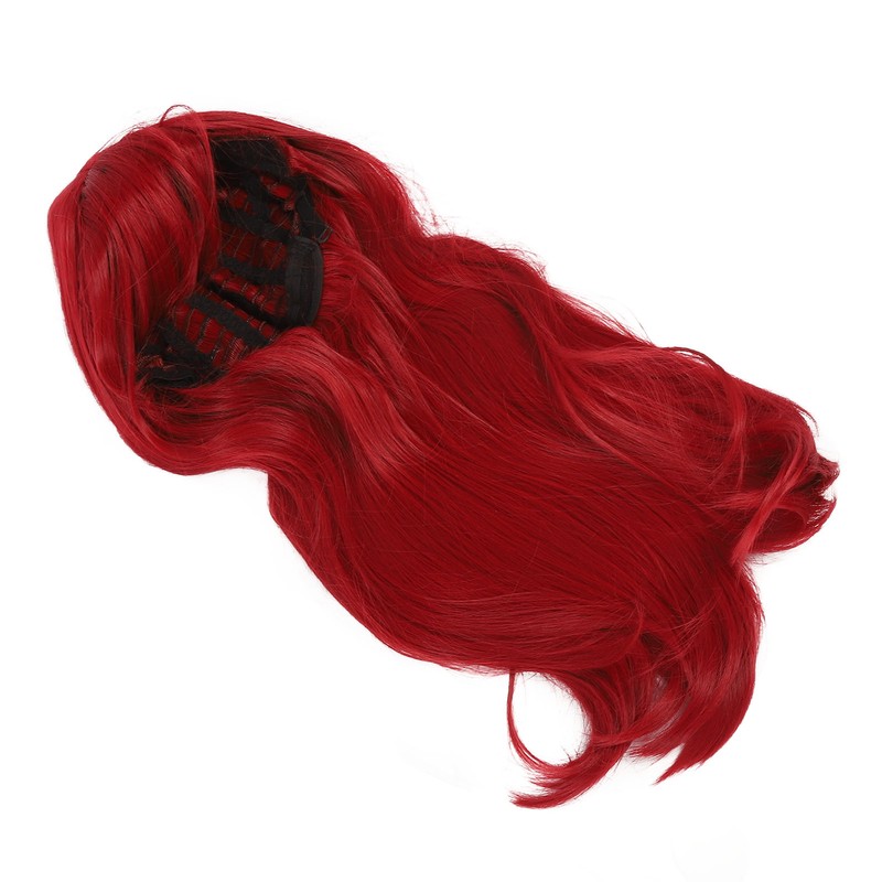 Red Long Straight Wigs with Bang Synthetic Heat Resistant Breathable