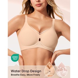 LetsJoli Bras for Women No Underwire Wireless Jelly Bra Support and All Day Comfort Seamless Racerback Sleep Workout Adjustable Bras (Skin XL)