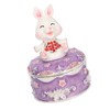 Rabbit Figurine Trinket Boxes Hand Painted Rhinestones Small Jewelry Box