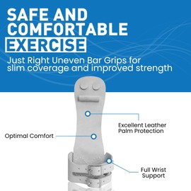 Gymnastics Hand Grips Wristbands Sets Gloves for Girls Women Youth, Leather Bar Grips Palm Protection with Wrist Support for Weightlifting Tennis, Workout (White, XL)