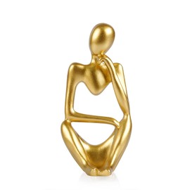 Home Decor Thinker Statue Ornaments Gold Decor Abstract Art Sculpture, Golden Resin Collectible Figurines For Home Living Room Bathroom Decorative Home Accessories (A-Gold Right)