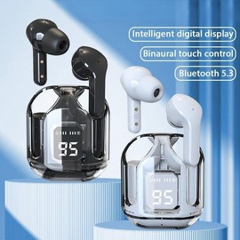 AIR3 Wireless Bluetooth Headset with Active Noise Reduction, Digital Display, 35 Hours Total Playtime, High Stereo Sound, and Intelligent Touch Operation Headphone Portable Black Audio Charging Electronic Chargeable school gift Earbud - Color: Black