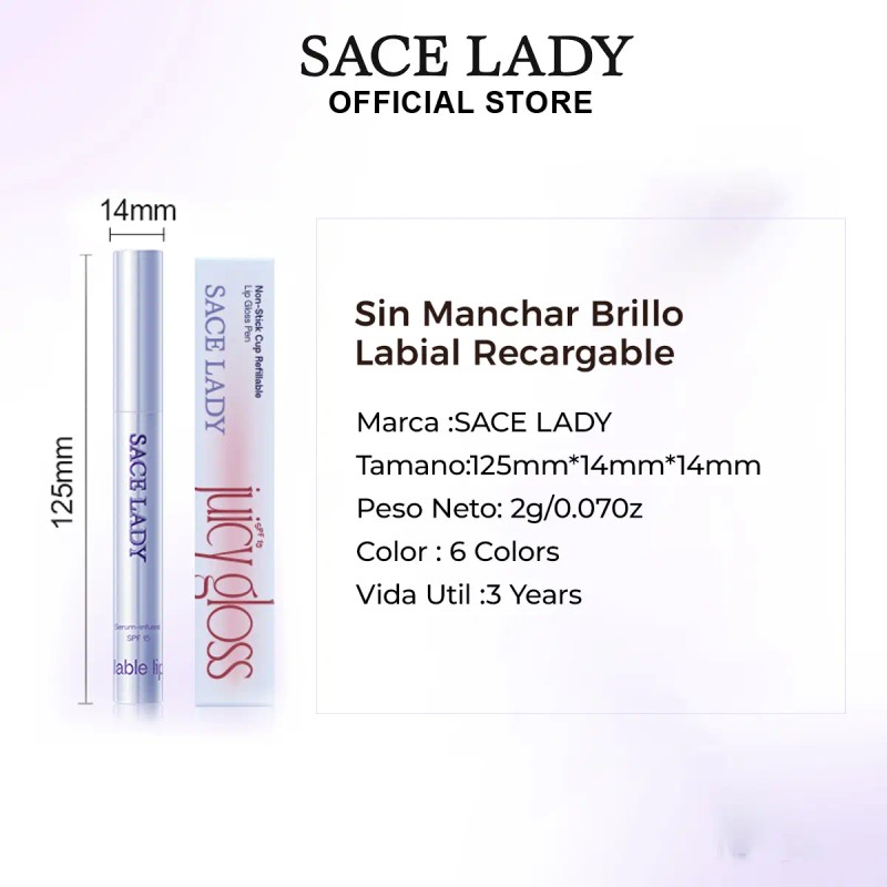 Sace Lady Labial Gloss Retráctil Efecto Brillo Jugoso Fps15
