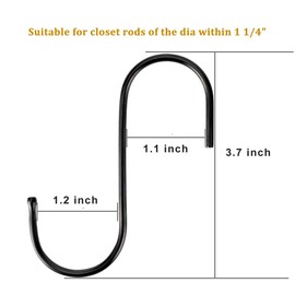 Evob 30 Pack Black S Hooks Steel S Hanging Hooks Heavy Duty S Hanger Hook Metal Kitchen Pot Rack Hooks Plants Hooks for Hanging Pot, Pan, Cups, Plants, Bags, Jeans, Towels