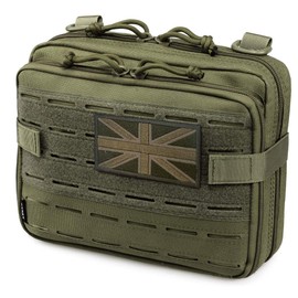 WYNEX Tactical Molle Admin Pouch of Laser Cut Design, Utility Pouches Molle Attachment Medical EMT Organizer with Map Pocket Tool Holder UK Flag Patch Included